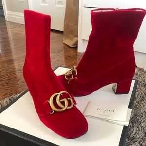 Gucci Victoire Marmont double G velvet boots NWB